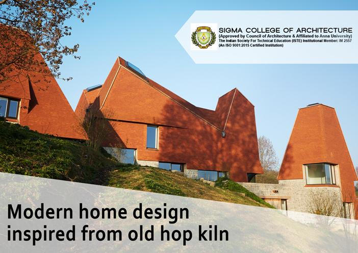Modern home design inspired from old hop kiln